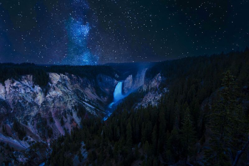 Milky Way Over The Lower Yellowstone Falls